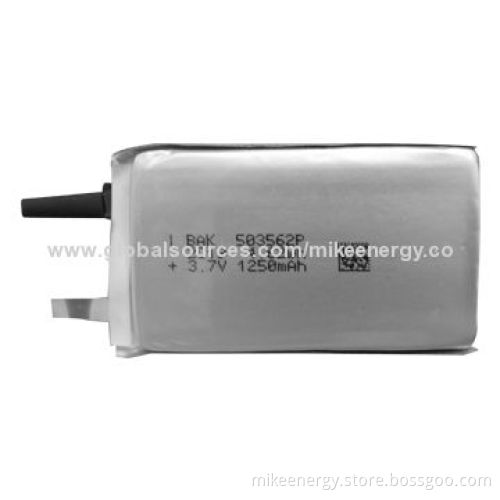 Li-polymer Battery with 1250mAh Capacity and 3.7V Nominal Voltage